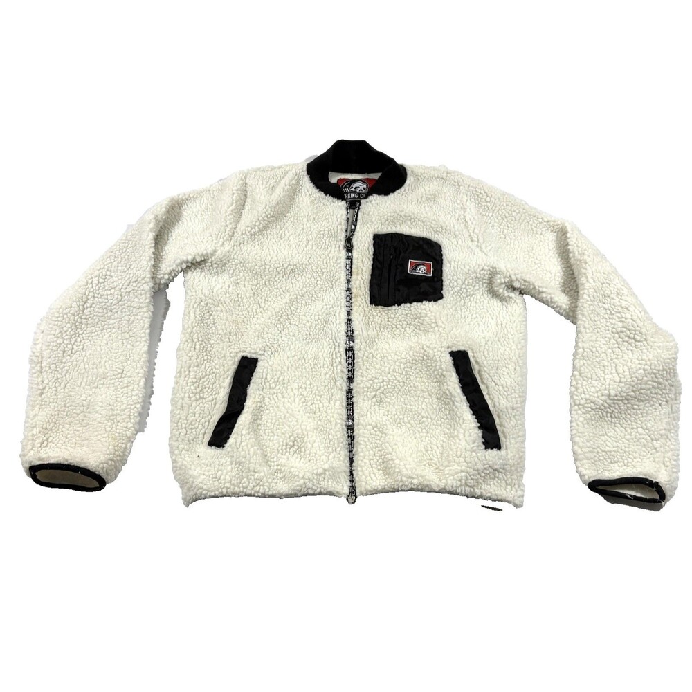 Lurking Class by Sketchy Zip Sherpa Zip White Jacket Mens Grunge Reaper Sz S